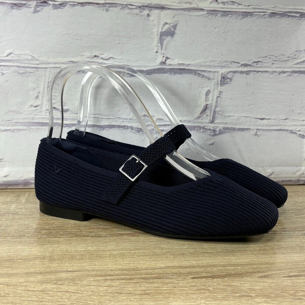VIVAIA Margot Square-Toe Navy Blue Mary Jane Flats Women's 36 US 6 Comfort